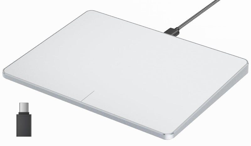 ProtoArc Wired USB Trackpad Mouse for Windows 10/11, Large High-Precision Touchpad Mouse, Multi-Gesture with Ultra Slim Portable Aluminum Trackpad for Computer/Desktop/Laptop, White and Silver