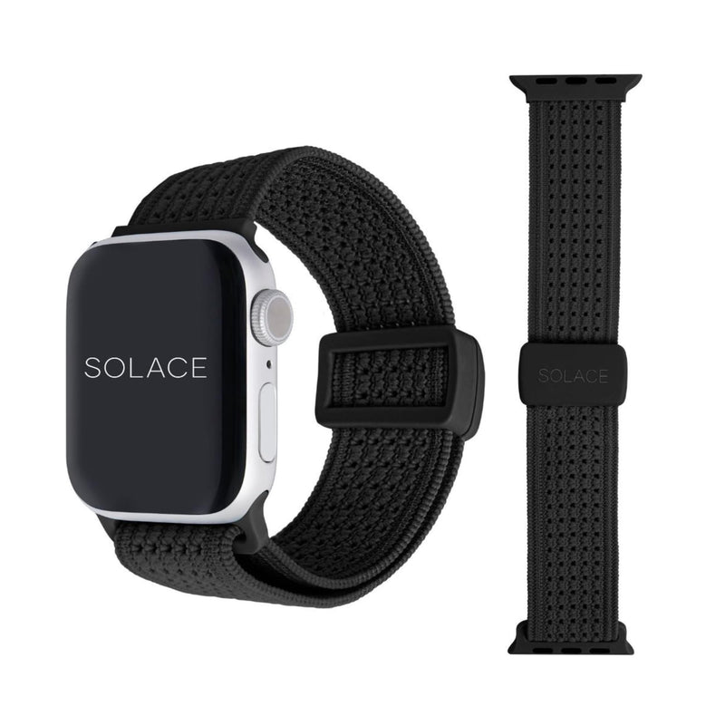 Solace Sport Adapt Bands - Apple Watch Bands, Breathable Nylon with Magnetic Clasp, Unisex Smart Watch Band, Apple Watch Strap Black 38/40/41/42MM