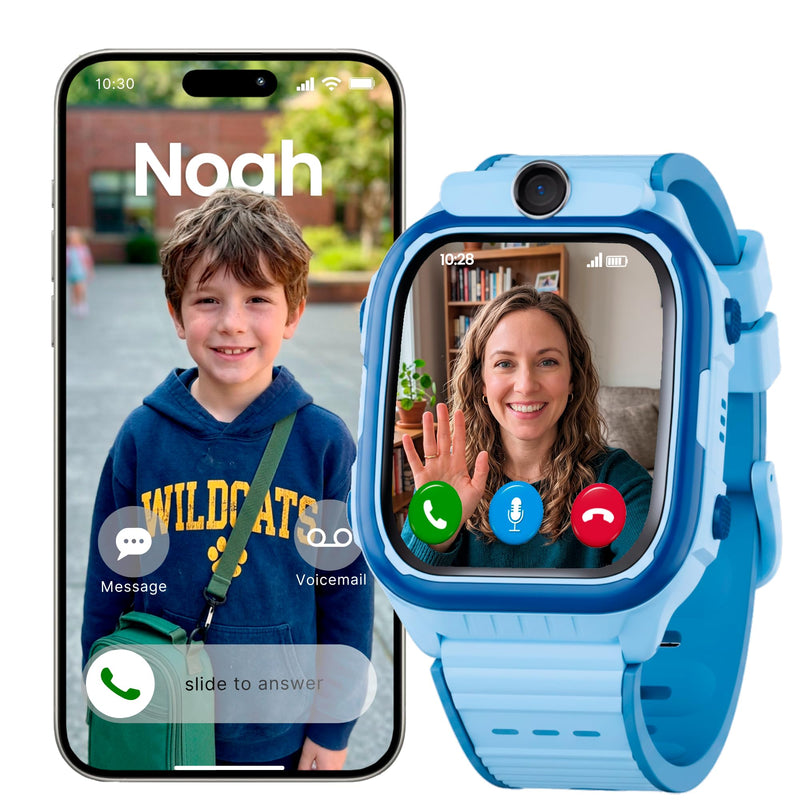 Kids Smart Watch Safe First Phone Watch, Kids GPS Tracker Watch, Video & Voice Calling, Parental Controls, School Mode, SOS & Safety Alerts for Boys & Girls Ages 3-12 (Blue) Blue