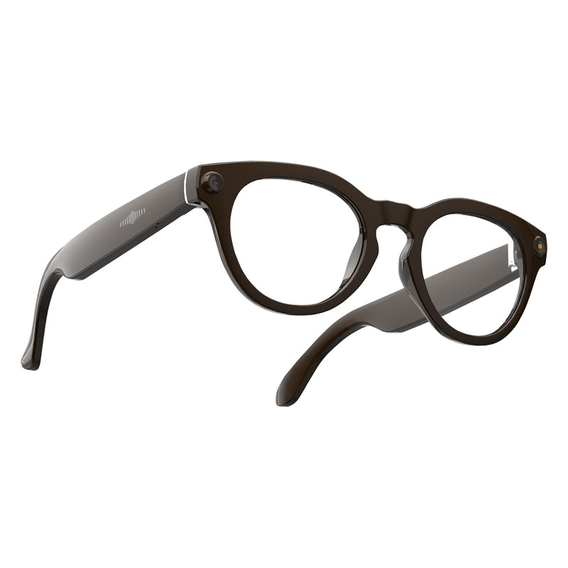 AI Smart Glasses with Camera 8MP 1080P HD Video Recording,Lightweight Open-Ear Bluetooth Audio, AI Assistant & Real-Time Translation, Stylish Smart Glasses for Women, Brown