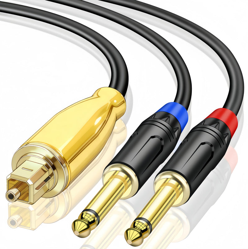 [AUSTRALIA] - 192KHz DAC Optical to Dual 1/4" TS Converter,Optical Audio Cable to Dual 6.35mm AUX Converter for HDTV DVD Set-top Boxes Out to Speaker Audio Mixer(Unidirectional O-ptical to 6.35mm) 3.3FT 