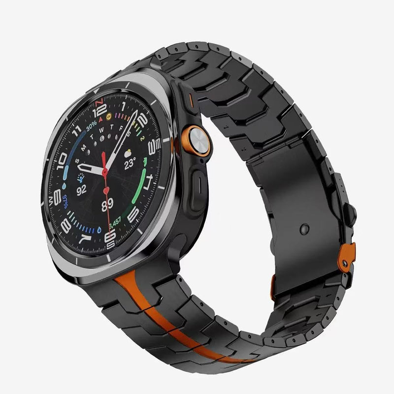 Titanium Metal Band for Samsung Galaxy Watch Ultra 2 1 47mm (2026) | No Gap Grade 2 Titanium Strap for Ultra 2025/2024,Skin-Friendly,40% Lightweight,Corrosion Resistance,Fit Wrists 6.3''-9'' black orange