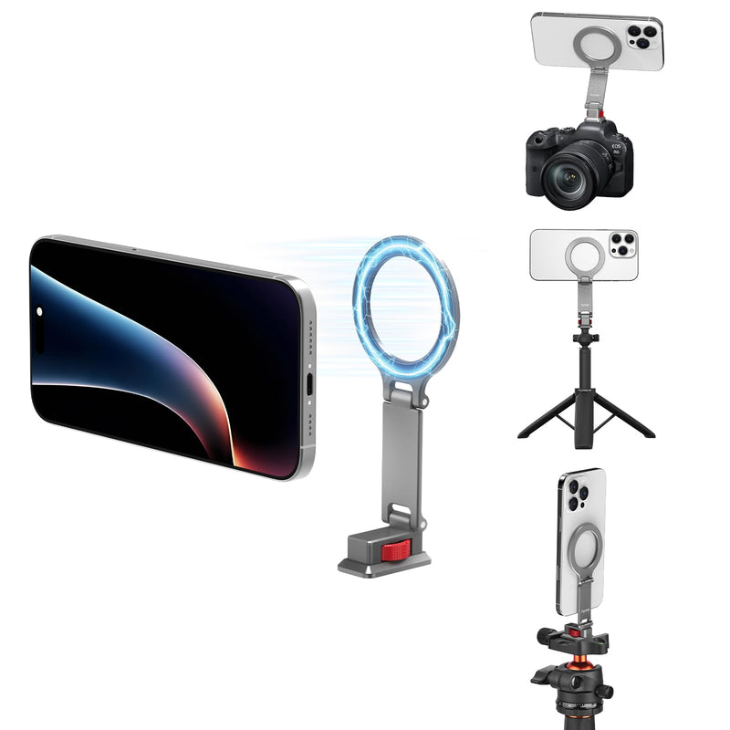 BRDRC Cold Shoe Phone Mount with Arca Port, Tripod Mount for MagSafe Magnetic Hot Shoe Adapter with 1/4" Screw Hole for DJI Ronin Samsung Canon Nikon DSLR Photography Accessories