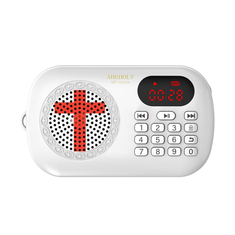[AUSTRALIA] - KJV Audio Bible Player – Portable Electronic Bible Device, Offline Rechargeable Scripture Player with Simple Buttons for Seniors & Home Use, White 