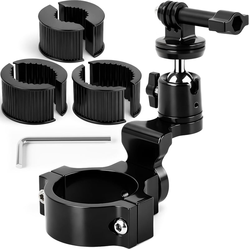 [AUSTRALIA] - UTV Aluminum Action Camera Clamp Mount Holder Fits for GoPro Hero 13 12 11 10 9 8 7 6 5 4 3 DJI Osmo Arlo Akaso EK7000 Insta360 Cams, 1-2" Roll Bar Clamps for SXS Polaris Ranger Can-Am CF Moto 