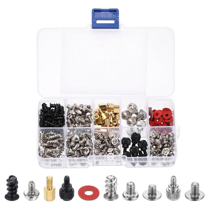 PATIKIL 280Pcs Computer Case Fan Screws Kit Carbon Steel PC Cooling Black | Fan Mount Screws, for DIY Repair Motherboard Radiators PC Case