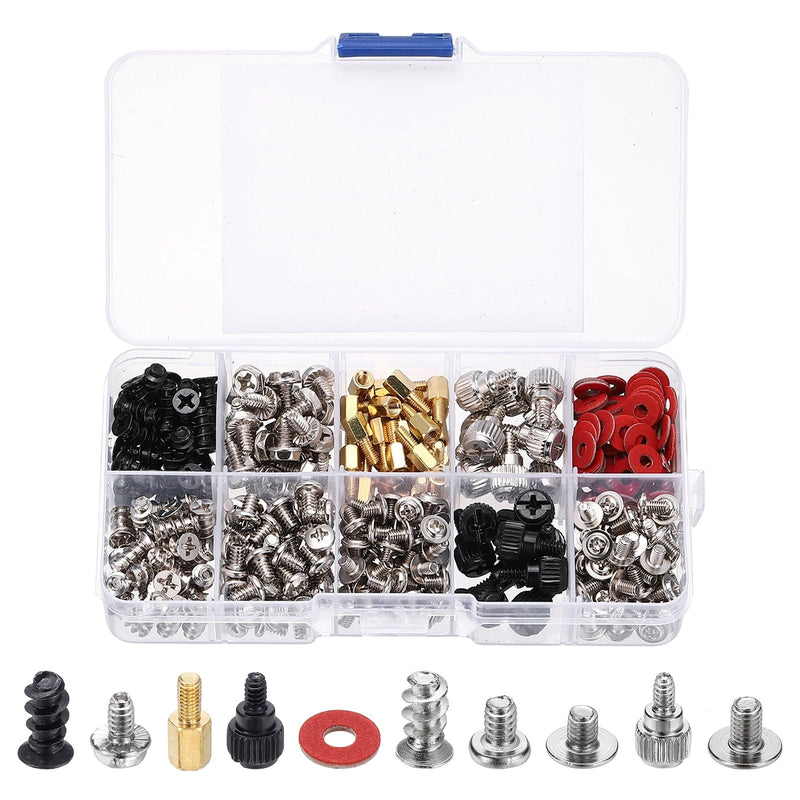 PATIKIL 350Pcs Computer Case Fan Screws Kit, Carbon Steel PC Cooling Fan Mount Screws for DIY Repair Motherboard Radiators PC Case, Black
