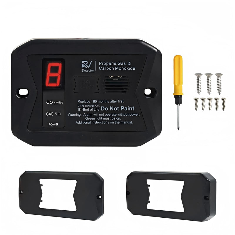 [AUSTRALIA] - RV Carbon Monoxide and Propane Detectors, Camper CO/LP Gas Alarm, 12V DC 3 Brackets Compatible with All Other Brands with Digital Display and Screwdriver, Flush & Surface Mount 