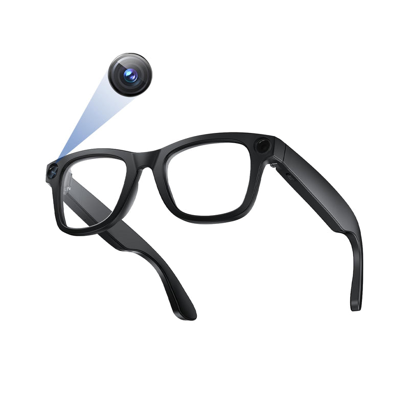TREEFIA AI Smart Glasses with 1080P HD Camera, AI Real-Time Translation, Bluetooth Audio – Smart Glasses with Camera, Hands-Free Video Recorder for Travel, Sports, Outdoor Use (E03S Black) E03S Black