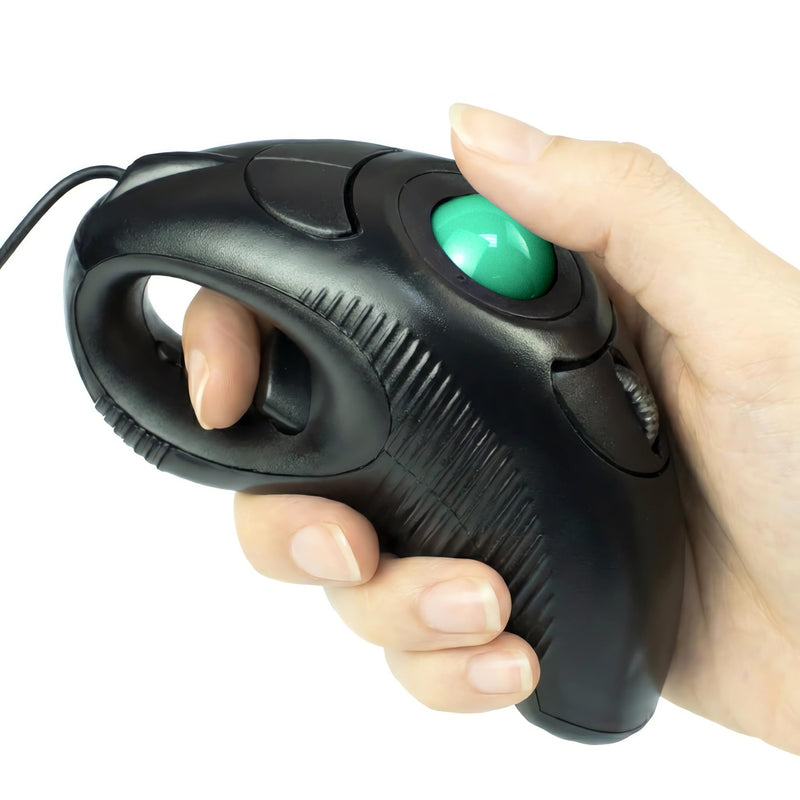 YUMQUA Finger Mouse, Handheld Trackball Mouse USB Wired Hand Held Thumb Ring Mice with Roller for Laptop Mac Window Computer Fits Left and Right Handed Users