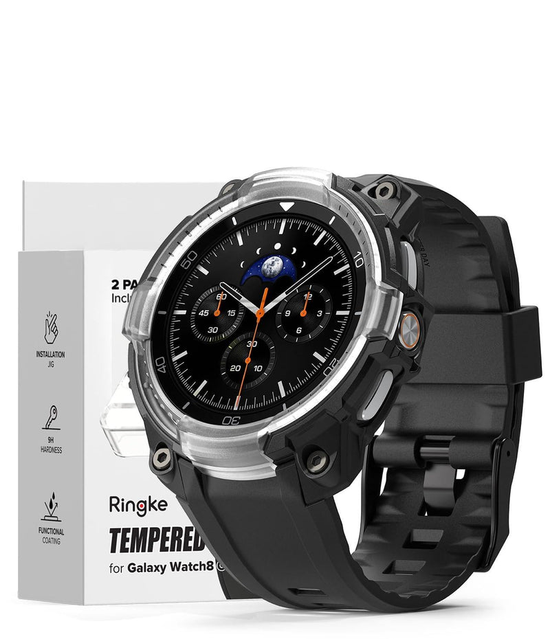 Ringke Bundle [Case with Strap + Screen Protector] for Galaxy Watch 8 Classic 46mm : Rugged Gear [Black] + Tempered Glass Pro [2 Pack]