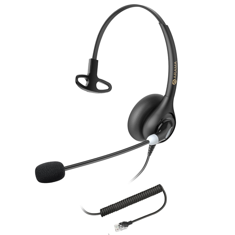 Arama Phone Headsets for Office Phones RJ600C1 RJ9 Wired Headset with Noise Canceling Mic Phones Desk Landline Headset with Microphone Compatible with Cisco Office Phone Mono-A600C
