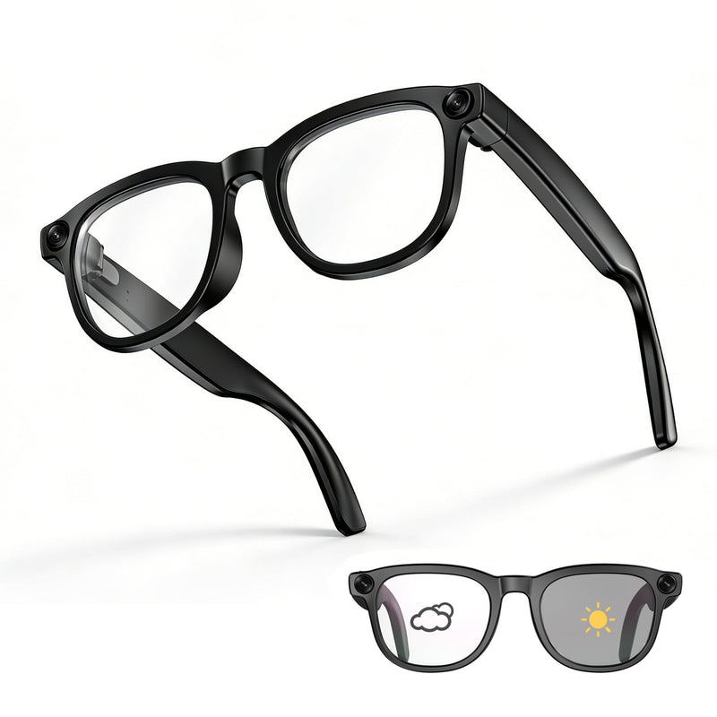 REEDTOCK Smart AI Glasses with 4K Camera, HD1080P Video Recording Glasses | Bluetooth Camera Glasses, Noise Cancellation, Voice Assistant, Translation, TR90 Frame -for Outdoor, Travel, Vlogging Photochromic Lenses