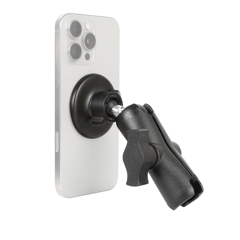 Magnetic Cell Phone Holder Base with 3.54" Double Socket arm for MagSafe iPhone 17 16 15 14 13 Series,Compatible with RAM B Size Mounts Magnetic Phone Holder with 3.54" Arm