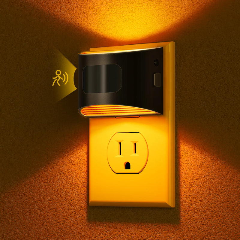 DORESshop LED Night Light[4 Pack], Night Lights Plug into Wall, 3 Mode Plug in Night Light with Motion Sensor, Dusk to Dawn Sensor, Nightlights for Adults, Bedroom, Bathroom, Hallway, Amber Black 4