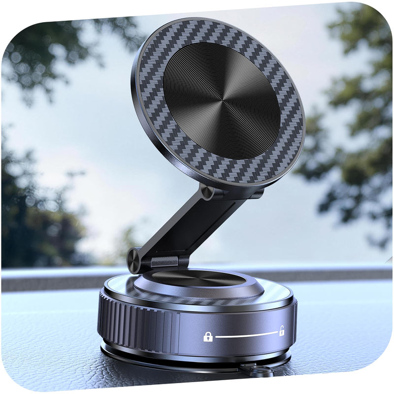 Magsafe Car Mount, Vacuum Magnetic Phone Holders for Your Car | [Easiest Mount] 105LBS Strong Suction Car Phone Holder, [Compact Design] Car Phone Mount, for iPhone 17-12, Pixel 10, Samsung Black