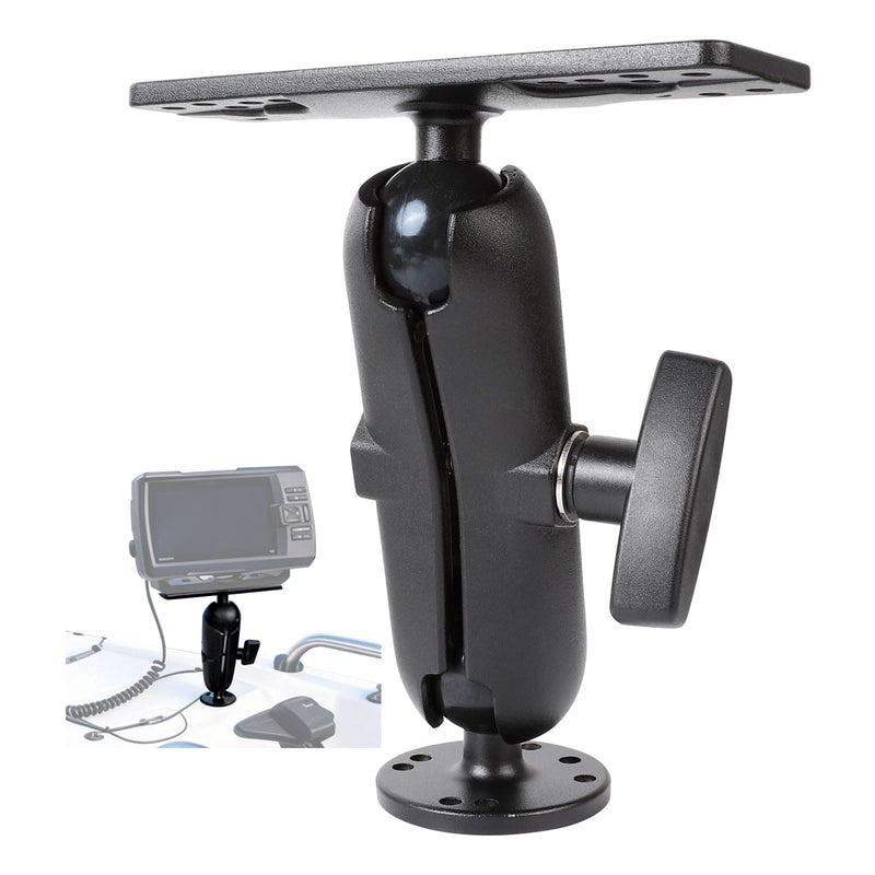 xik Aluminum Alloy Fish Finder Mount with 1.5" / C Size Ball Double Socket Arm, 5.91" Arm Marine Electronic/Depth Finder Mount for Boat, Compatible with Garmin, Lowrance, Humminbird Regular Arm Mount (with 5.91" Arm)