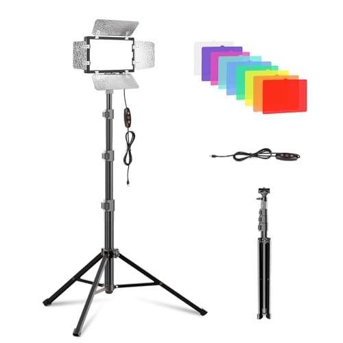 1 Pack LED Video Lighting Kit, 9 Light for Studio Black 45-137cm (1Pack)