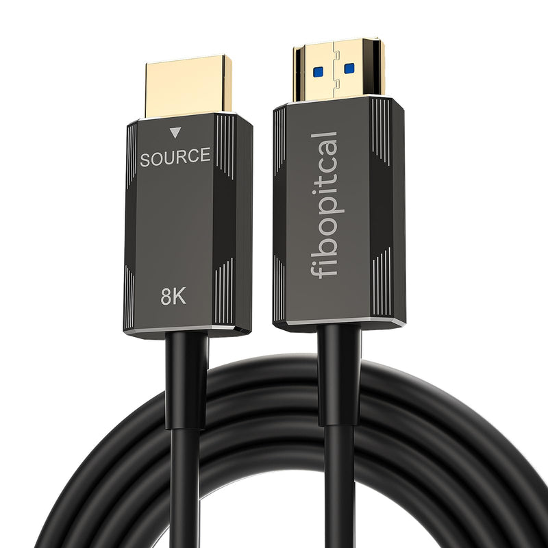 Fiber Optic HDMI 2.1 Cable – Ultra High Speed 48Gbps, Supports 8K@60Hz /4K/120Hz, Thin & Flexible Design, High Durability, Compatible with All HDMI 2.1 Device (Diretional-Fiber, 50ft)