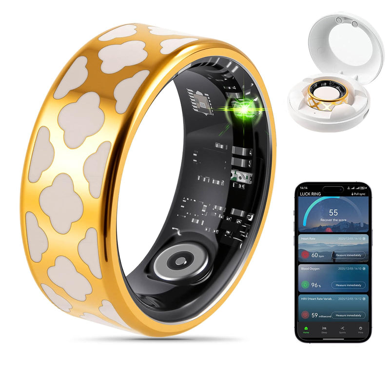 FAHKNS Smart Health Ring for Women Men: Fitness Tracker Ring with Heart Rate,Blood Oxygen,Sleep Monitor,Stress,Steps Counter,IP68 Waterproof for iOS & Android,No APP Fees (Enamel,10#)