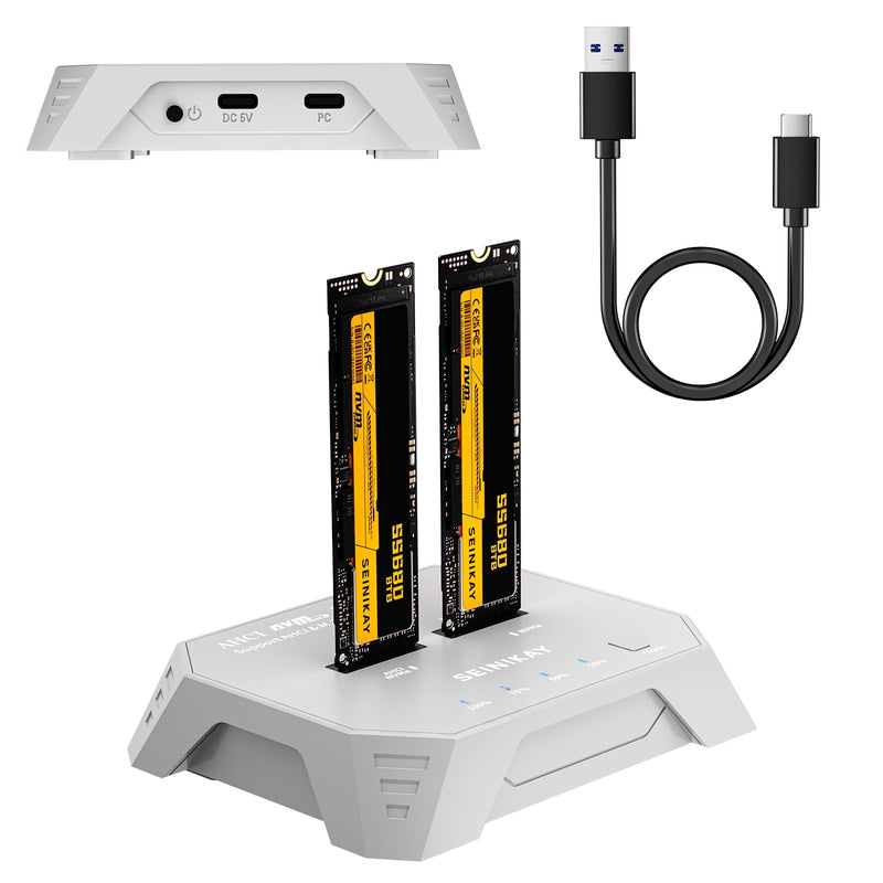 M.2 Cloner – Dual Bay NVMe Duplicator with C to C-A Cable, Offline Clone, NVMe Dock, Progress LED & Fast Heat Dissipation