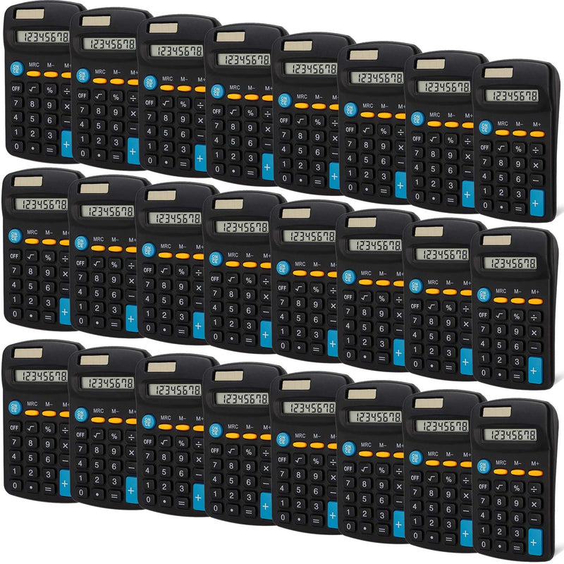 24 Pack Pocket Calculator, Dual Power Basic Calculator, Black | 8 Digit Display Mini Calculator, Solar Battery Desktop Calculators, Pocket Size Basic Calculators for Home Office