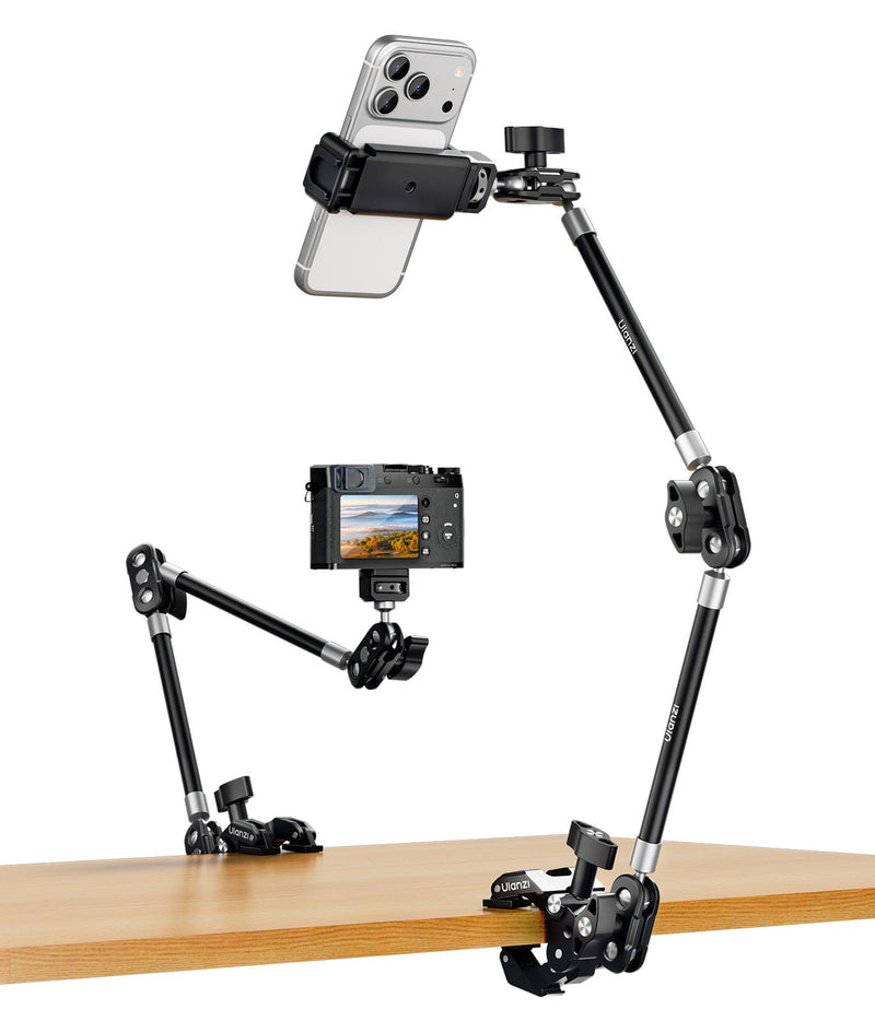 [AUSTRALIA] - ULANZI 22'' CO78 Magic Arm w Desk C Clamp, Camera Mount Articulating Friction Arm w Super Clamp, 1/4" & ARRI Pins, Overhead Phone Mount Holder Stand, 1kg f Phone & Action Cam, Video Light 