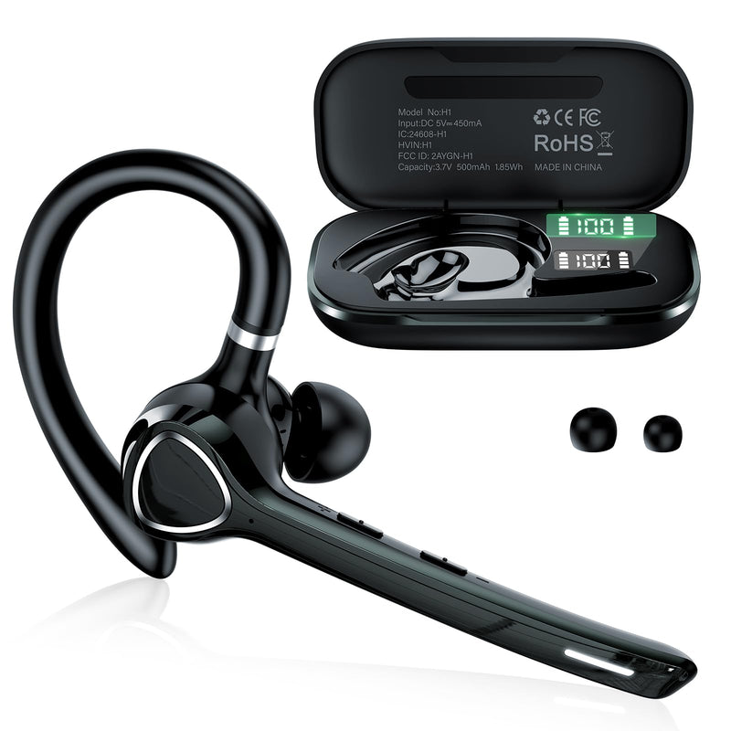 Bluetooth Headset, Single-Ear ENC Mic, Mute Button, 90H, Midnight Black | APTX HD Audio, Dual Device Connectivity, Lightweight All-Day Comfort, Noise Cancelling Mic, Ideal for Truckers & Office