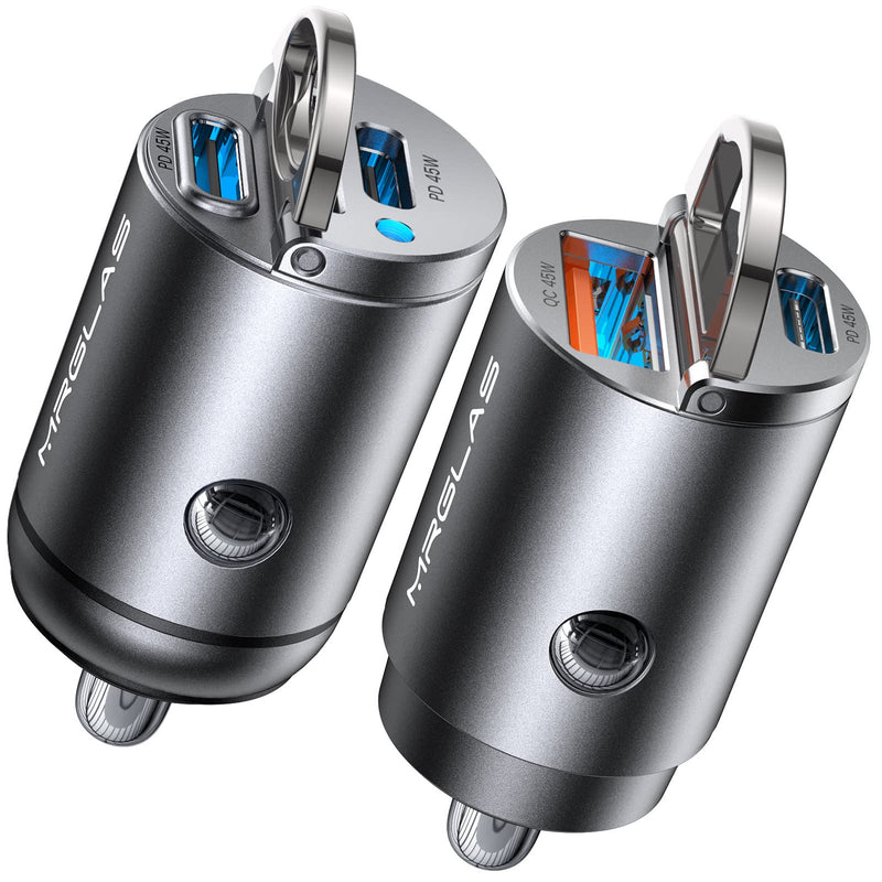 2-Pack 90W USB C Car Charger Fast Charging Type C Cigarette Lighter Adapter | [Super Mini Metal], [PD+QC]&[Dual PD] USB C RV Power Adapter iPhone 17 16 15 Pro Max iPad Samsung S26 25 [A+C, C+C] Black
