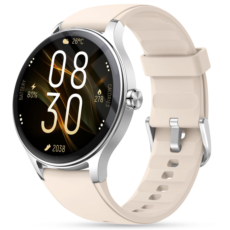 Smart Watch for Women, Ladies & Men, 1.27'' Fitness Watch [41mm case] with Call Receive/Dial, Heart Rate/Stress/Sleep Monitor, AI Voice, IP68 Waterproof Smartwatch with Calendar, Calculator, Games Ivory