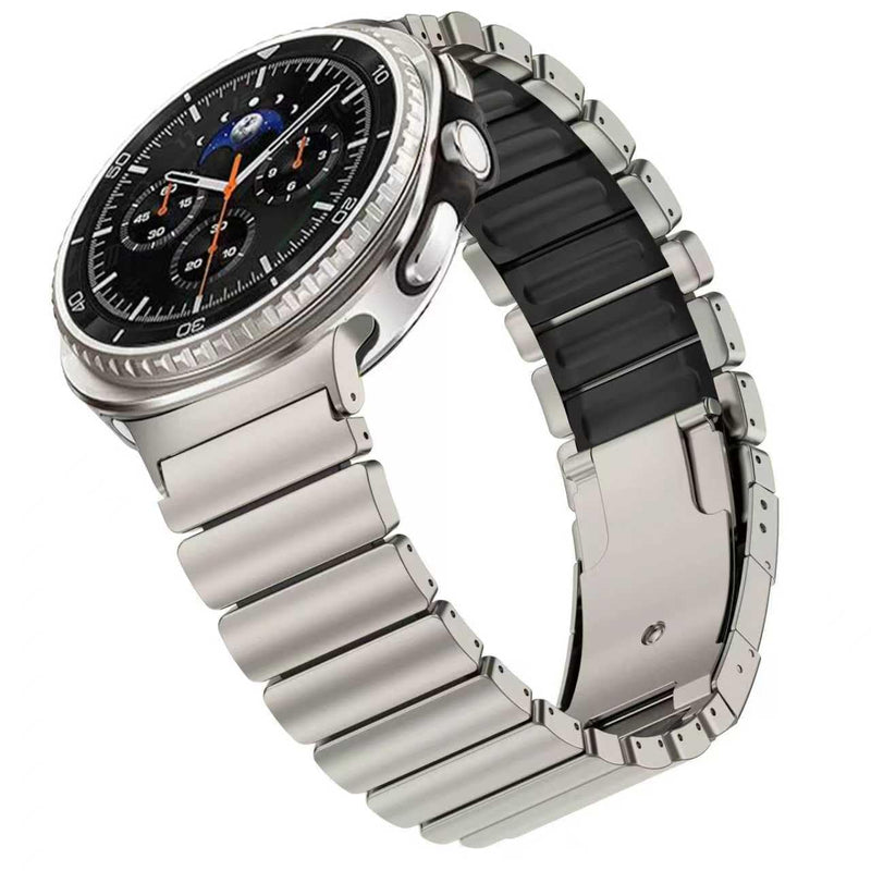 Titanium Silicone Band for Galaxy Watch 9 8 40/44mm 8 Classic 46mm | No Gap Metal Band for Samsung 9 8 with Hybrid Silicone Lining,Anti-Slip, No Hair Pull,Lightweight,Breathable,Fit Wrist 6"-9" titanium black 22mm