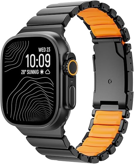 Titanium Watch Band for Apple Watch Ultra 3/21 49mm - Hybrid Silicone Lining & Secure Buckle - Adjustable Lightweight Metal Strap for Active & Formal Use, Anti-Slip, No Hair Pull
