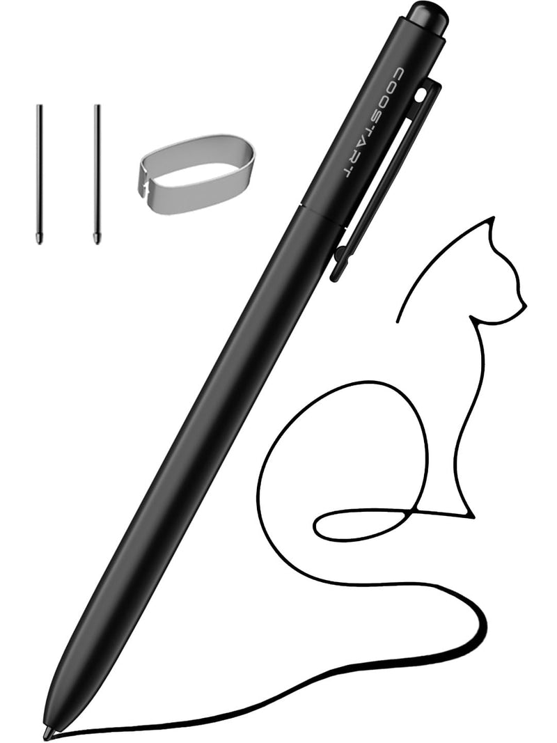 EMR Stylus Pencil for Remarkable 2/1, 4096 Pressure Sensitivity, Palm Rejection, Tilt Function, No Charging, Digital Pen for Kindle Scribe/BOOX Onyx/Samsung/Wacom EMR Devices, Black with 2 Tips