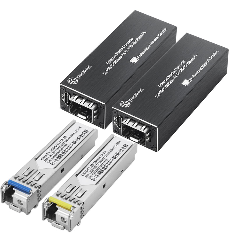 A Pair of 1.25G BiDi Fiber to Ethernet Media Converter, PoE Powerd | 2PCS BiDi SFP LC Transceiver Modules Included, SFP to RJ45, Single Mode Fiber, Plug & Play, Up to 40km for CCTV and Network