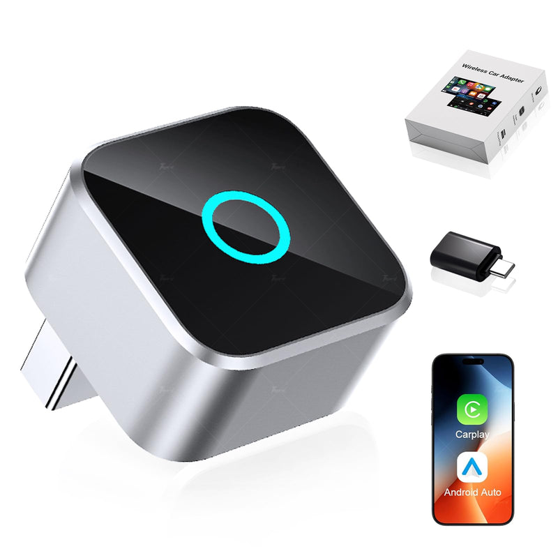 2026 Upgraded Wireless CarPlay Adapter, Fast Auto Connect, Stable Connection, Mini Size Plug & Play Adapter for iPhone & Android Auto Compatible Cars