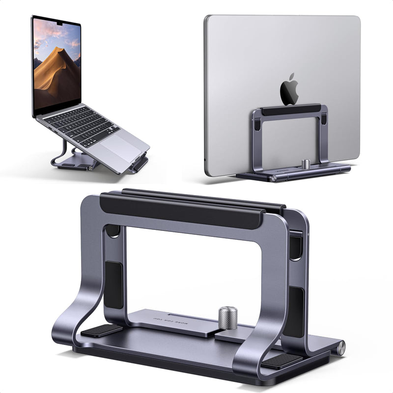 UGREEN 2-in-1 Laptop Stand for Desk, Horizental & Virtical Laptop Holder | Durable Aluminum Stand for Stability with Silicone Protection, Fits 13-16.2 inch Laptops and Tablets, Grey