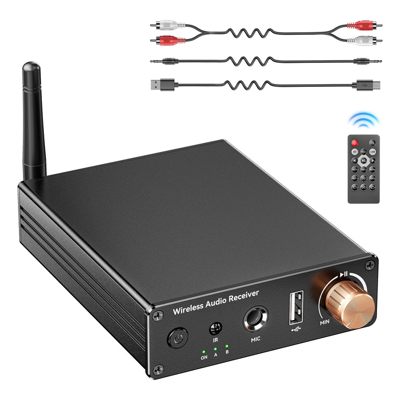 [AUSTRALIA] - Bluetooth 6.0 Receiver, Hi-Fi Adapter with Wireless Long-Range Low-Latency, Suitable for Home Audio Music Streaming Stereo Systems/Home Speakers, Featuring AUX 3.5mm/RCA, USB Playback 