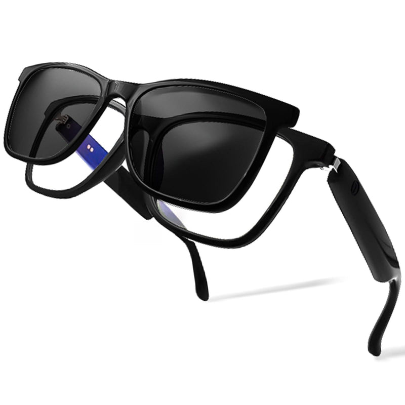 Smart Bluetooth 5.4 Glasses Real-Time Translation 2-in-1 Magnetic UV400 | Sunglasses for Men & Women Outdoor Daily Use with Black Lenses