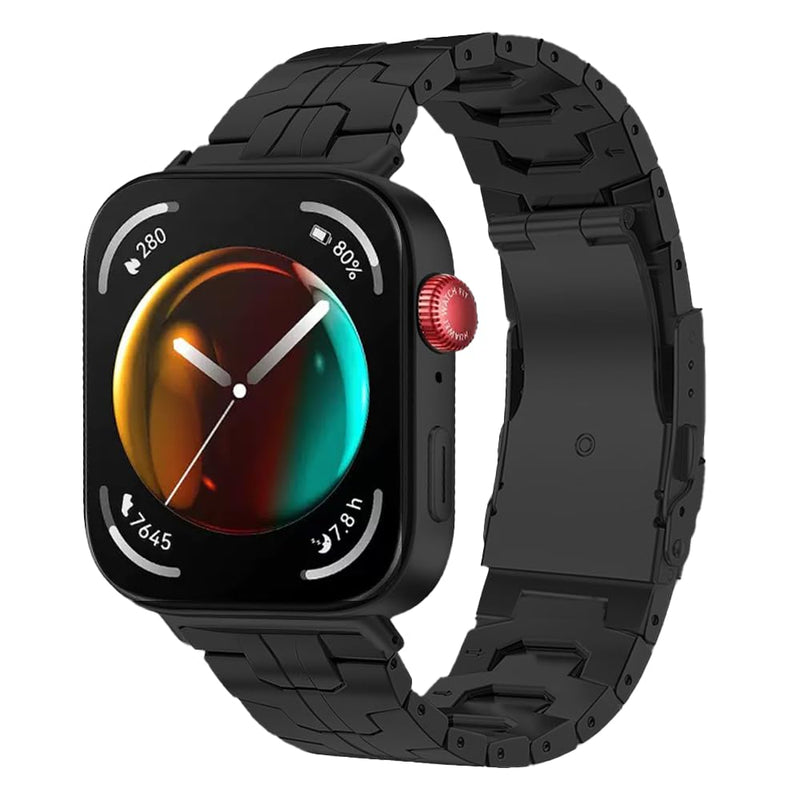 Titanium Metal Band for Huawei Watch Fit 5 Pro/5/4/4 Pro/3 for Men | 40% Lighter than Steel,Hypoallergenic,Corrosion Resistant,Durable,Fits wrist 5.9"-8.6",Length Adjustable,Secure Clasp black 22mm