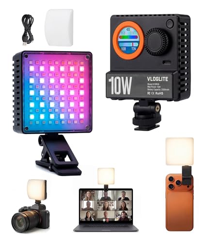 10W Ultra Bright Portable Selfie LED Light,Pocket RGB Camera Light with Phone Clip,Cold Shoe and Magnetic Diffuser for Selfie, vlogging and Photography