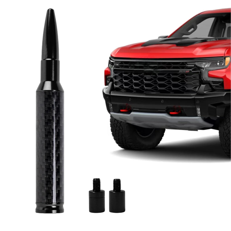 [AUSTRALIA] - Carbon Fiber Truck Antenna for Chevy Silverado 1500 2500 3500 & GMC Sierra 1999-2025,Chevy Silverado Antenna Truck Accessories,Short Car Video Antennas (5.5''-Black Carbon Fiber 50 Cal Bullet) Black 5.5 inch 
