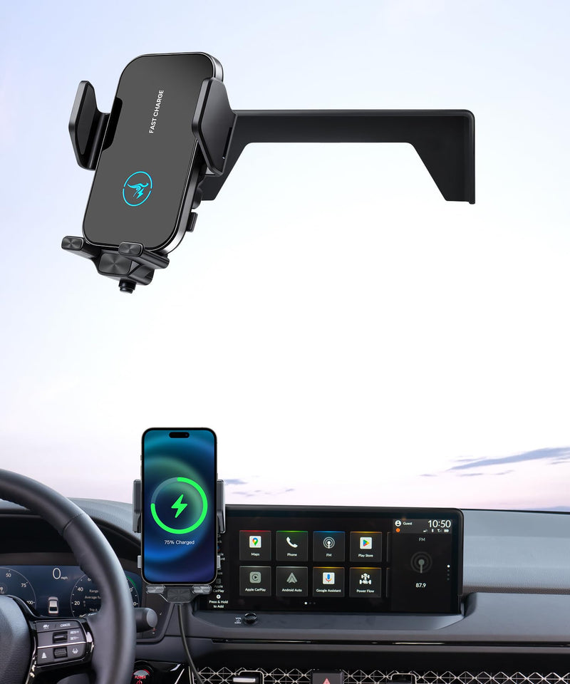 Wireless Charger Car Phone Holder for Honda Accord 2023-2026 12.3" Screen | Auto Clamp Cell Phone Mount Accessories 15W Qi Fast Charging Stand Compatible with iPhone Android,360° Navigation Bracket