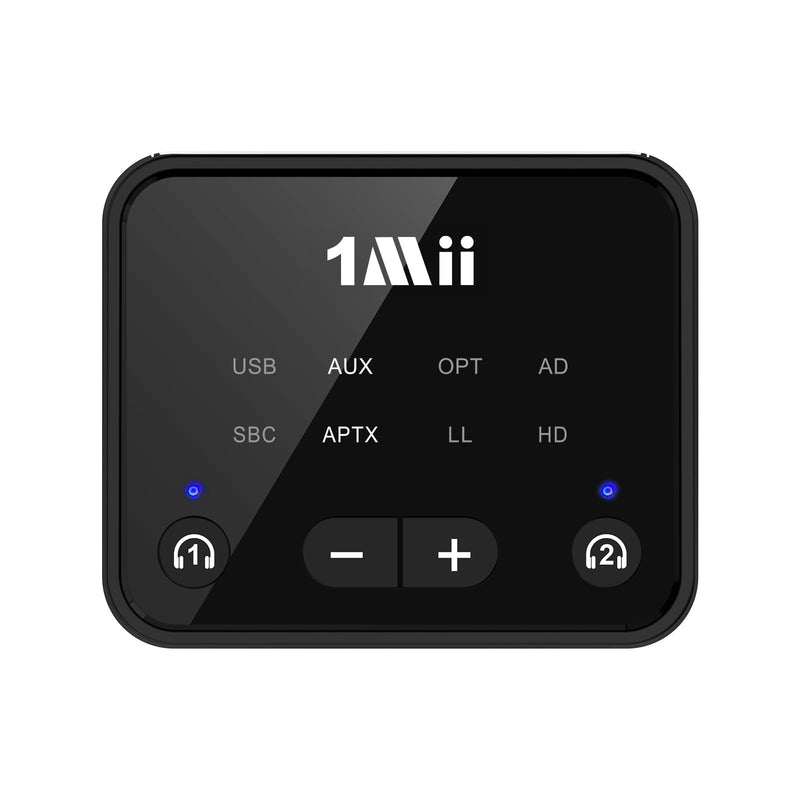 [AUSTRALIA] - [Upgraded] 1Mii Bluetooth 5.3 Transmitter for TV to 2 Wireless Headphones/Speakers, 100ft Long Range Bluetooth Adapter for TV w/Volume Control, Optical/USB/AUX/RCA Audio Inputs, aptX Adaptive & HD 