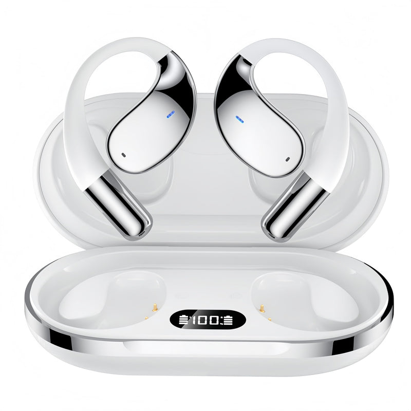 SHBQRSReal-Time Translation Wireless Bluetooth Earbuds, ANC Active Noise Cancelling Sports Headphones with 13mm Large Dynamic Driver, Open-Ear Bone Conduction Workout Earphones for iOS & Android White with AI intelligent real-time translation