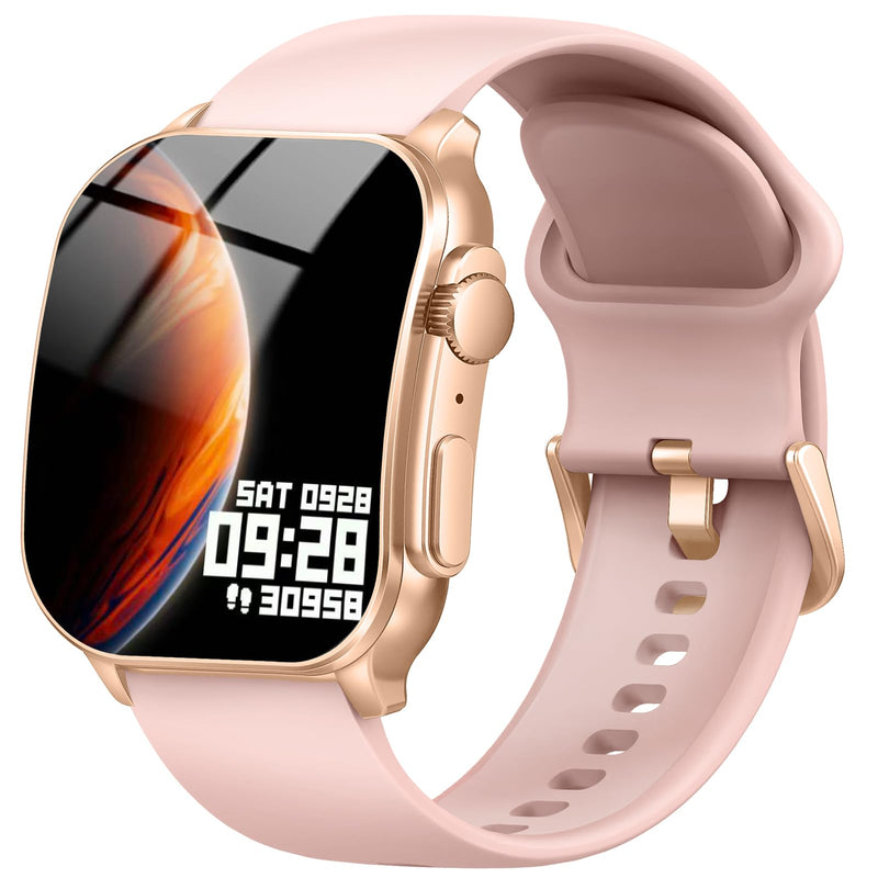 Smart Watch for Women, 2.01" AMOLED Curved Display Fitness Tracker with Answer/Make Calls, 100+ Sport Modes, 24/7 Heart Rate/Sleep Monitor/Pedometer, IP68 Waterproof SmartWatch, for Android iOS Pink