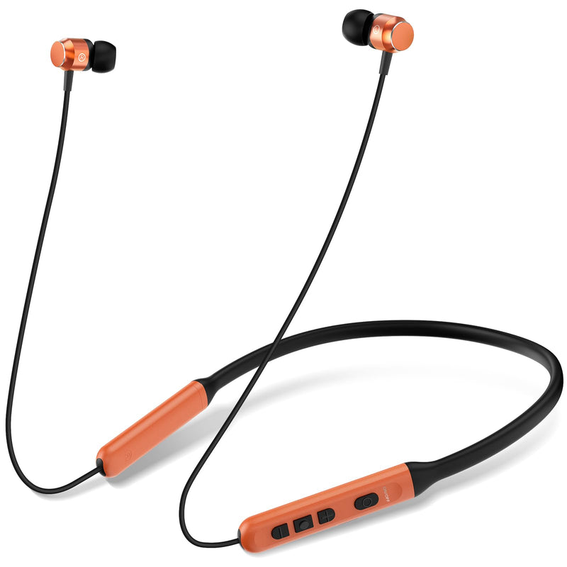 Neckband Bluetooth Headphones, Wireless Bluetooth 6.0 Earbuds with Microphone, Comfortably Light, Deep Bass Earphones 35H Playtime, IPX5 Waterproof, Magnetic Headset for Workout (Deep Orange) Deep Orange