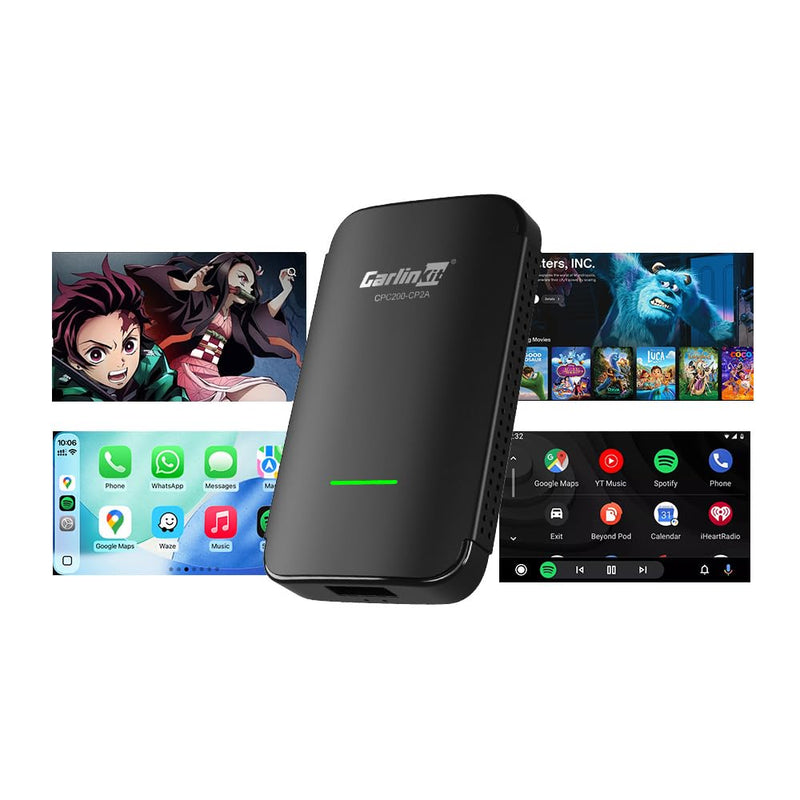 CarlinKit Wireless CarPlay & Android Auto Adapter CP2A Pro AI Box | Supports Mainstream Streaming Video (Built-in), Voice Button etc. Easy to use Plug-and-Play, Wired CarPlay to Wireless