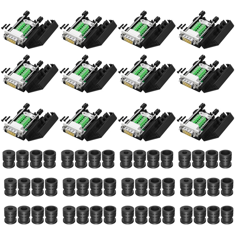12PCS 9 Pin RS232 Breakout Board Kit 9 Pin Male Breakout Connector RS 232 | RS232 Break Out Board With Case Solderless RS232 D-SUB Connector D-SUB to 9-pin Port Adapter with Nuts Screws Bolts Tail Pipe