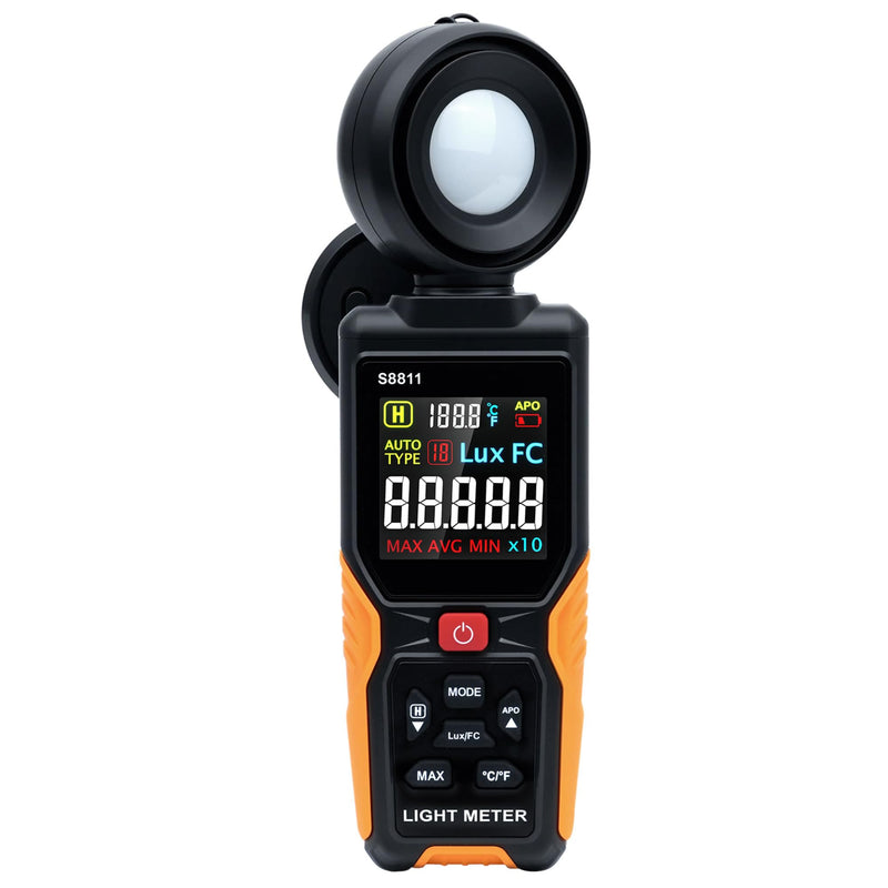 [AUSTRALIA] - Mcbazel Digital Light Meter with HD Color Screen, 270° Rotatable Head & Fast 8X/s Sampling – High-Precision Illuminance Meter (200,000 Lux/FC) for LED Grow Lights, Plants, Photography & Lumen Testing 