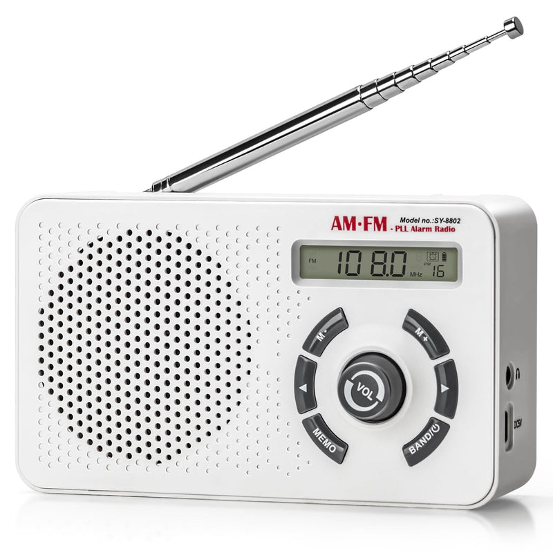 Tendak Portable Radio AM FM SW, Small Radio with Digital Tuning LCD Display, Sleep Timer and Alarm Clock, Battery Powered or Plug in Wall, Transistor Radio for Home Outdoor Seniors